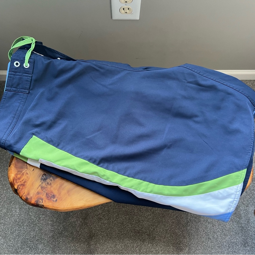 First Wave Aqua and Lime Swim Shorts